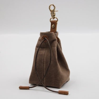 2-PCS Brown Clip-On Canvas Dog Treat Pouch - Portable Drawstring Bag for Training & Walks V888-ELOSUNG34319