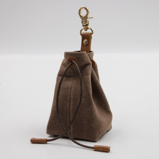 2-PCS Brown Clip-On Canvas Dog Treat Pouch - Portable Drawstring Bag for Training & Walks V888-ELOSUNG34319