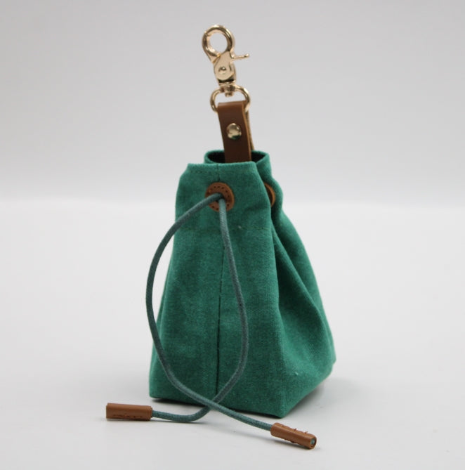 2-PCS Aqua Clip-On Canvas Dog Treat Pouch - Portable Drawstring Bag for Training & Walks V888-ELOSUNG34320