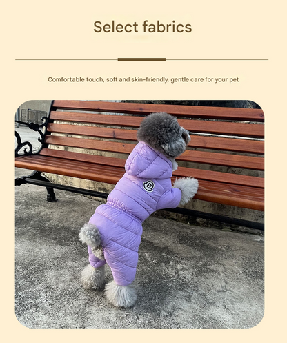 Turmeric Warm Puffer Dog Coat - Waterproof Four-Legged Winter Jumpsuit for Small Dogs V888-ELOSUNG34322
