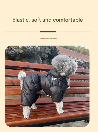 Turmeric Warm Puffer Dog Coat - Waterproof Four-Legged Winter Jumpsuit for Small Dogs V888-ELOSUNG34322