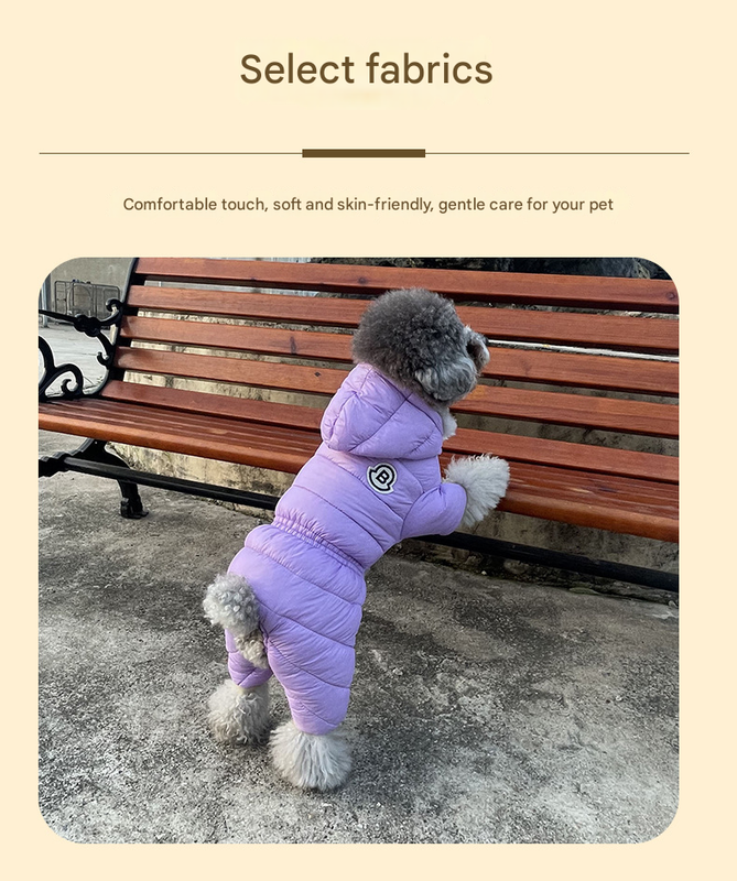 Orange Warm Puffer Dog Coat - Waterproof Four-Legged Winter Jumpsuit for Small Dogs V888-ELOSUNG34323