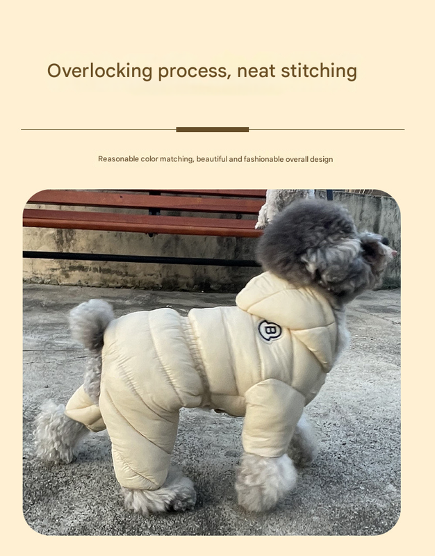 Black Warm Puffer Dog Coat - Waterproof Four-Legged Winter Jumpsuit for Small Dogs V888-ELOSUNG34324