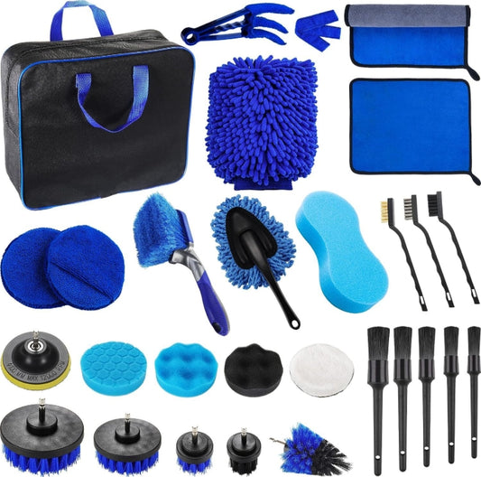 29-Piece set Ultimate Car Detailing Kit - Drill Brush & Polishing Pad Set for Car Interior, Wheels, and V888-ELOSUNG34343