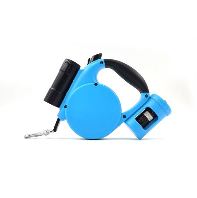 Blue 3-in-1 Retractable Dog Leash with LED Flashlight & Poop Bag Dispenser | Heavy Duty Tangle-Free Leash for V888-ELOSUNG34347