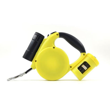 Yellow 3-in-1 Retractable Dog Leash with LED Flashlight & Poop Bag Dispenser | Heavy Duty Tangle-Free Leash V888-ELOSUNG34349