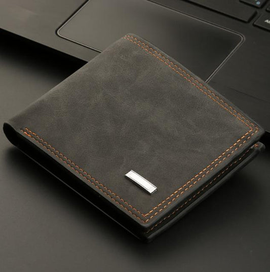 2-Piece Black Men's Vintage Style Bifold Wallet | High-Capacity PU Leather with Removable Card Holder & Zip V888-ELOSUNG34353