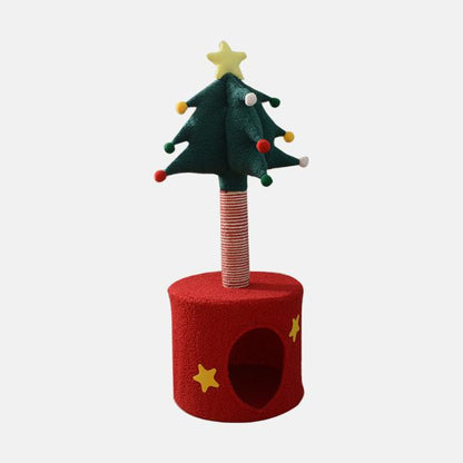 Festive Christmas Tree Cat Scratcher & Condo | 2-in-1 Sisal Post with Cozy Hideaway Bed V888-ELOSUNG34365