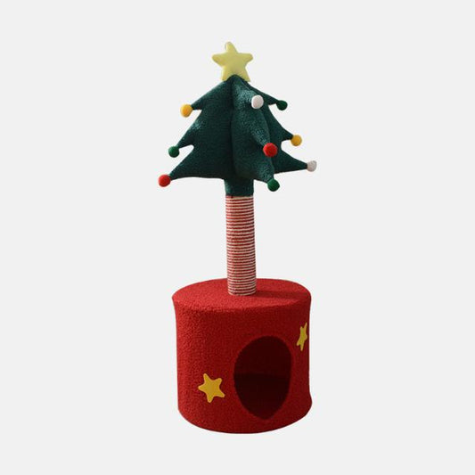 Festive Christmas Tree Cat Scratcher & Condo | 2-in-1 Sisal Post with Cozy Hideaway Bed V888-ELOSUNG34365