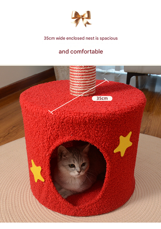 Festive Christmas Tree Cat Scratcher & Condo | 2-in-1 Sisal Post with Cozy Hideaway Bed V888-ELOSUNG34365