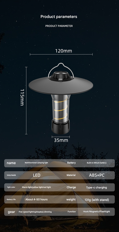 Vintage Lighthouse LED Camping Lantern | 5-Mode Rechargeable Light with Tripod V888-ELOSUNG34367