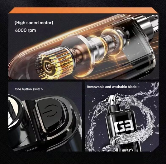 Black Painless Electric Nose & Ear Hair Trimmer - USB-C Rechargeable Grooming Tool with LED Battery Display V888-ELOSUNG34380