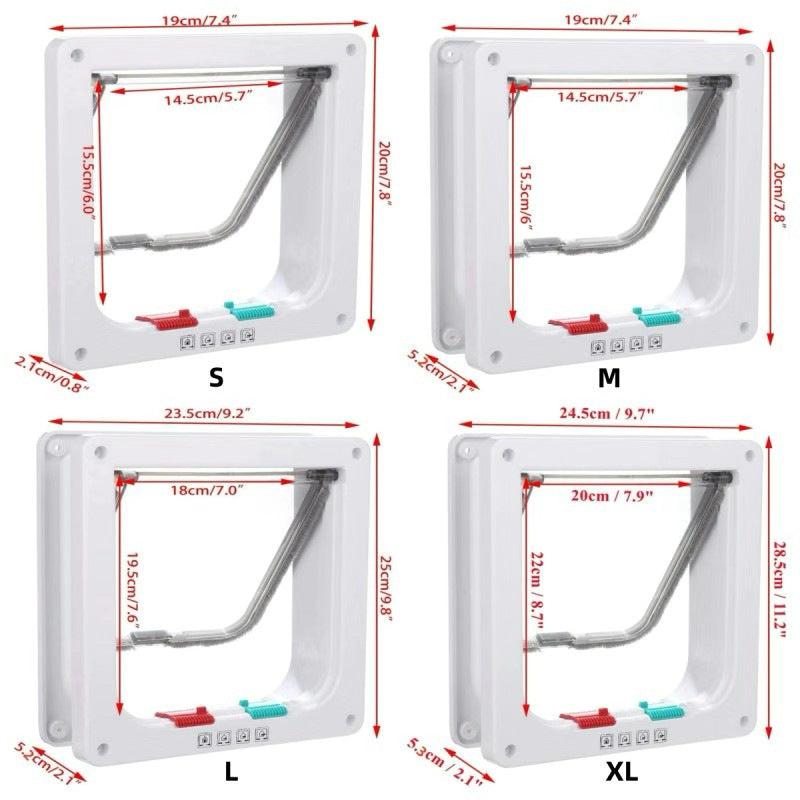 Secure 4-Way Locking Pet Door for Cats & Small Dogs - Easy Access Flap for Doors, Walls & Glass(Size L) V888-ELOSUNG34390