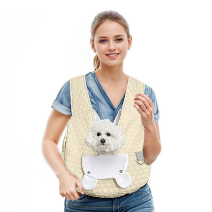 Khaki Hands-Free Quilted Pet Carrier Sling - Soft & Comfortable Front Pack for Small Dogs and Cats V888-ELOSUNG34392