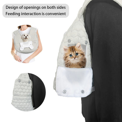 Khaki Hands-Free Quilted Pet Carrier Sling - Soft & Comfortable Front Pack for Small Dogs and Cats V888-ELOSUNG34392