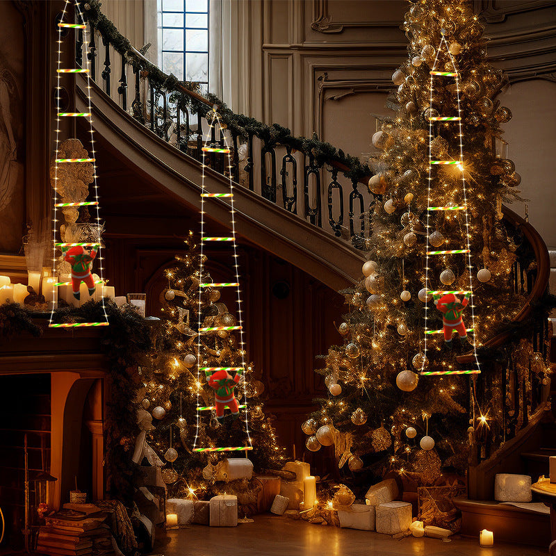 Festive Climbing Santa LED Ladder Light - USB Powered Outdoor Christmas Hanging Decoration with Remote(1.7m) V888-ELOSUNG34402
