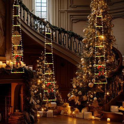 Festive Climbing Santa LED Ladder Light - USB Powered Outdoor Christmas Hanging Decoration with Remote(1.7m) V888-ELOSUNG34402
