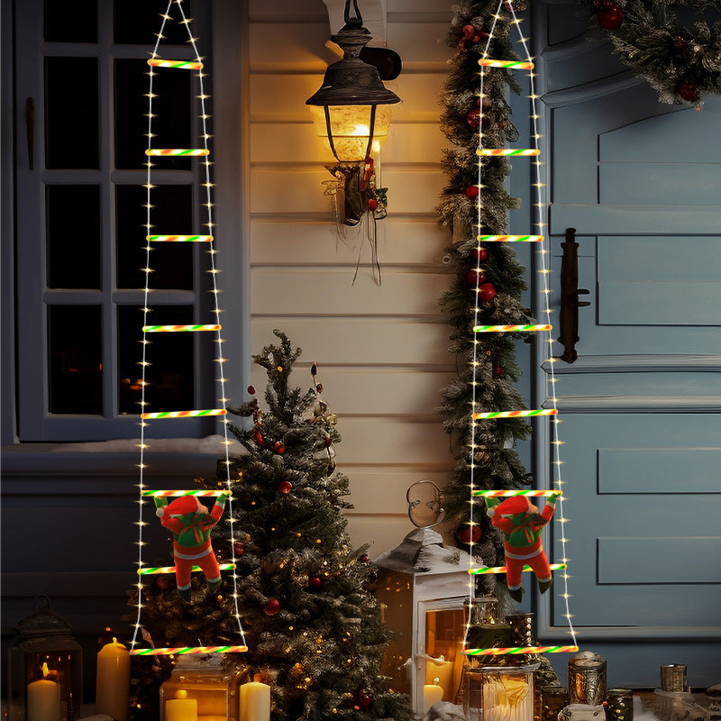 Festive Climbing Santa LED Ladder Light - USB Powered Outdoor Christmas Hanging Decoration with Remote(3m) V888-ELOSUNG34403