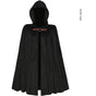 Black Shadow Wanderer Hooded Cape - Premium Velvet Robe for Jedi, Wizard & Medieval Cosplay V888-ELOSUNG34412