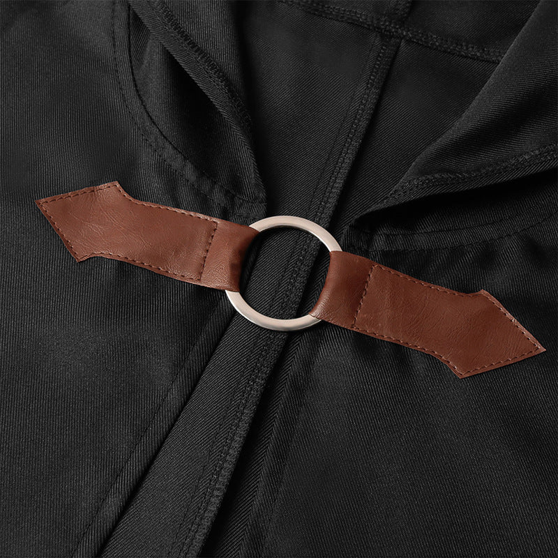 Blue Shadow Wanderer Hooded Cape - Premium Velvet Robe for Jedi, Wizard & Medieval Cosplay V888-ELOSUNG34413