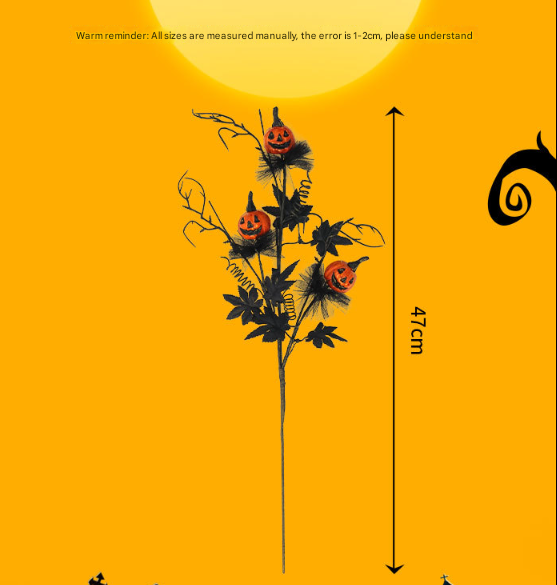 Halloween Black Twig & Pumpkin Stems (2-Pack) - Artificial Floral Picks for Spooky Arrangements V888-ELOSUNG34415