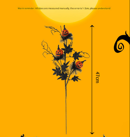 Halloween Black Twig & Pumpkin Stems (2-Pack) - Artificial Floral Picks for Spooky Arrangements V888-ELOSUNG34415
