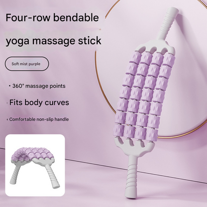 Purple Four-Row Bendable Massage Roller - Muscle Relaxation and Sensory Integration Training for Children V888-ELOSUNG34431