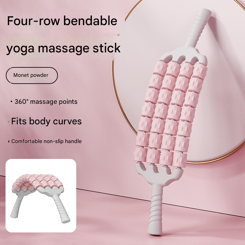 Pink Four-Row Bendable Massage Roller - Muscle Relaxation and Sensory Integration Training for Children V888-ELOSUNG34432