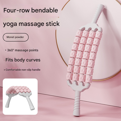 Pink Four-Row Bendable Massage Roller - Muscle Relaxation and Sensory Integration Training for Children V888-ELOSUNG34432