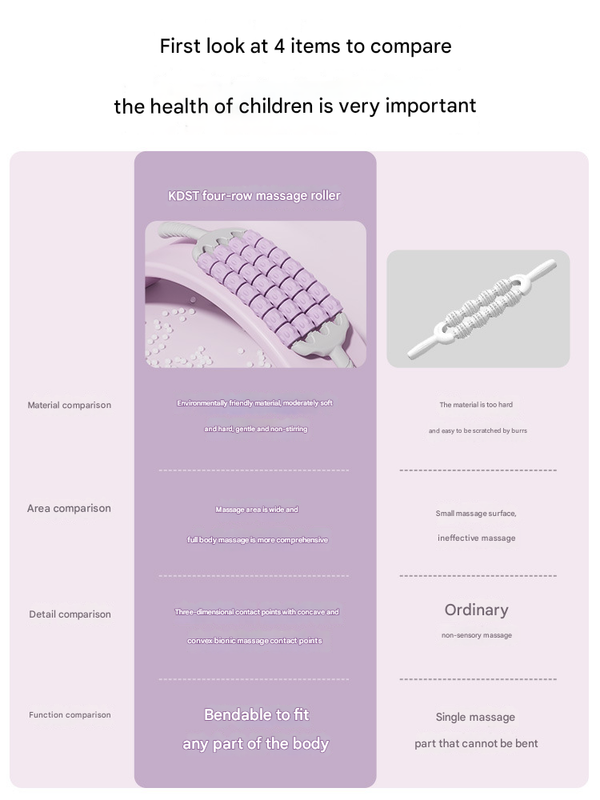 Pink Four-Row Bendable Massage Roller - Muscle Relaxation and Sensory Integration Training for Children V888-ELOSUNG34432