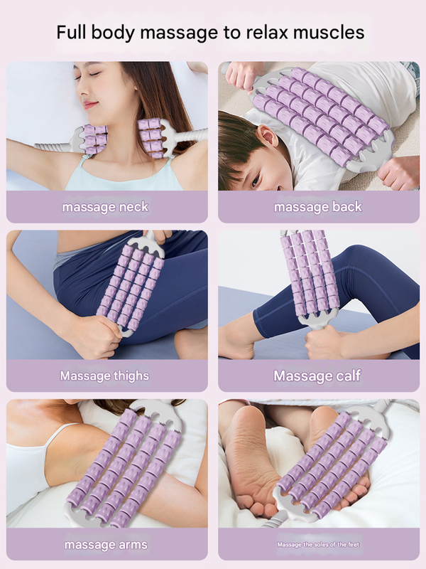 Pink Four-Row Bendable Massage Roller - Muscle Relaxation and Sensory Integration Training for Children V888-ELOSUNG34432