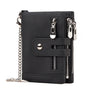 Black Genuine Leather Men's RFID Blocking Wallet - High Capacity Trifold with Zipper Coin Pocket V888-ELOSUNG34436