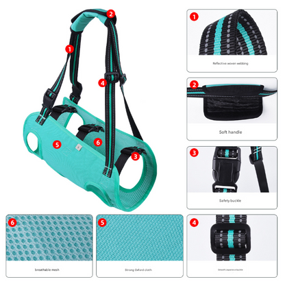 Green Pet Support Harness for Senior and Disabled Dogs - Adjustable Chest and Back Support Leash(Size M) V888-ELOSUNG34448