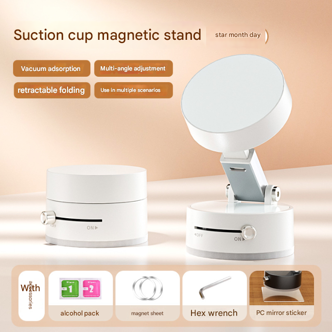 White Multi-Functional Vacuum Suction Cup Stand - Foldable, Extendable Kitchen Lazy Person's Dual-Sided V888-ELOSUNG34456
