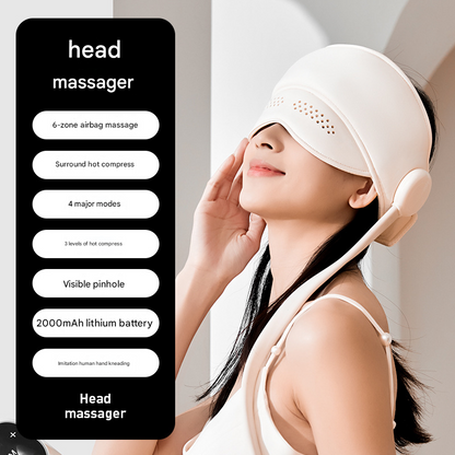 Capless Version Electric Head Massage Hat with Inflatable Airbags - 6-Zone Scalp Therapy for Relaxation and V888-ELOSUNG34458