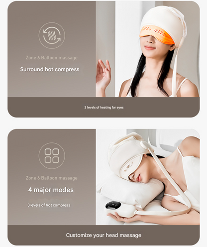 Capless Version Electric Head Massage Hat with Inflatable Airbags - 6-Zone Scalp Therapy for Relaxation and V888-ELOSUNG34458