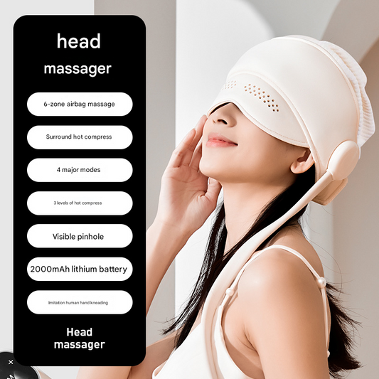 Electric Head Massage Hat with Inflatable Airbags - 6-Zone Scalp Therapy for Relaxation and Sleep Aid V888-ELOSUNG34459