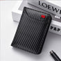 Black Sleek Carbon Fiber Vertical Wallet for Men - Slim Bifold Card Holder with Clear ID Window V888-ELOSUNG34463