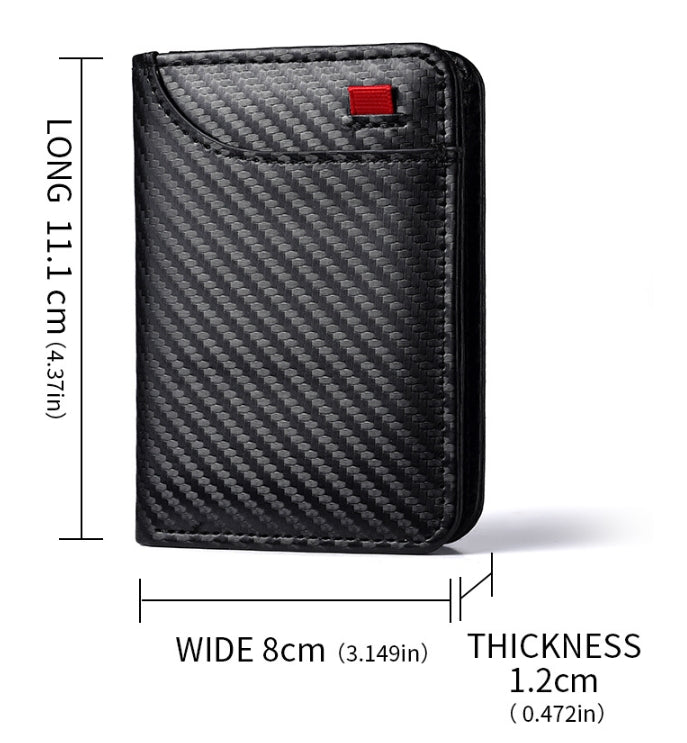 Coffee-colored Sleek Carbon Fiber Vertical Wallet for Men - Slim Bifold Card Holder with Clear ID Window V888-ELOSUNG34464