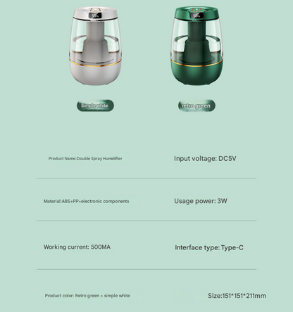 Green 3.5L Smart Cool Mist Humidifier with Dual Nozzle & Digital Display - Ultra-Quiet Air Purifier for V888-ELOSUNG34472