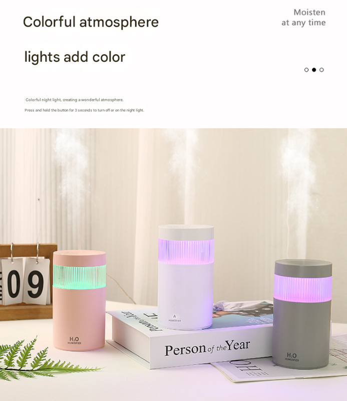 2-Piece White Mini Desktop Humidifier - Portable Mist Maker for Home and Car Use V888-ELOSUNG34476