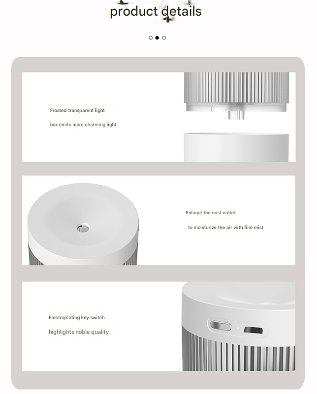 2-Piece White Mini Desktop Humidifier - Portable Mist Maker for Home and Car Use V888-ELOSUNG34476