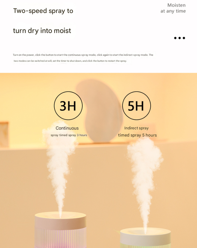 2-Piece Pink Mini Desktop Humidifier - Portable Mist Maker for Home and Car Use V888-ELOSUNG34477