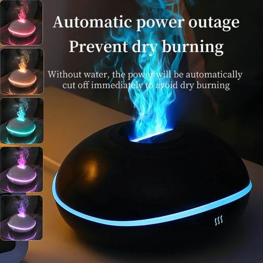 Black Mini USB Aromatherapy Diffuser with Flame Projection - Portable Humidifier for Home and Car Use V888-ELOSUNG34479