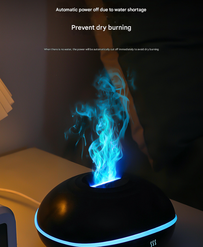 Black Mini USB Aromatherapy Diffuser with Flame Projection - Portable Humidifier for Home and Car Use V888-ELOSUNG34479