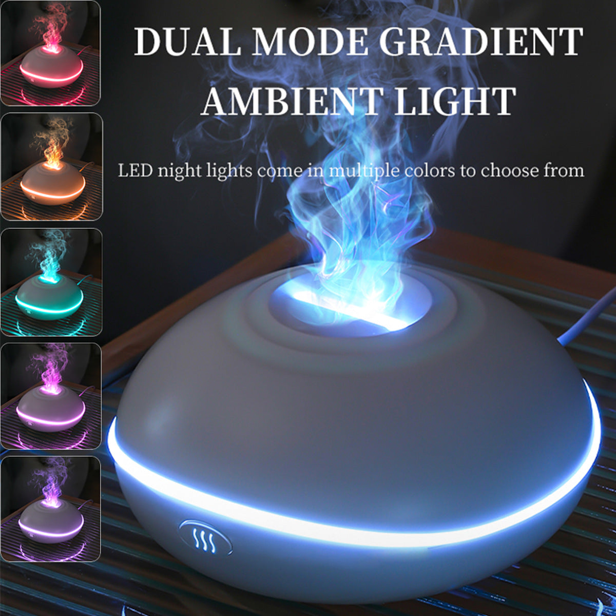 White Mini USB Aromatherapy Diffuser with Flame Projection - Portable Humidifier for Home and Car Use V888-ELOSUNG34480