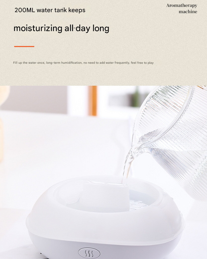 White Mini USB Aromatherapy Diffuser with Flame Projection - Portable Humidifier for Home and Car Use V888-ELOSUNG34480