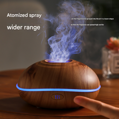 Wood grain Mini USB Aromatherapy Diffuser with Flame Projection - Portable Humidifier for Home and Car Use V888-ELOSUNG34481