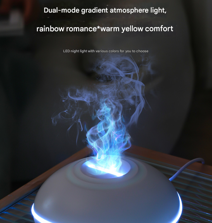 Wood grain Mini USB Aromatherapy Diffuser with Flame Projection - Portable Humidifier for Home and Car Use V888-ELOSUNG34481