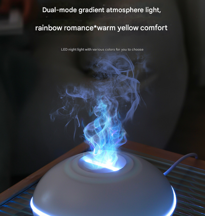 Wood grain Mini USB Aromatherapy Diffuser with Flame Projection - Portable Humidifier for Home and Car Use V888-ELOSUNG34481